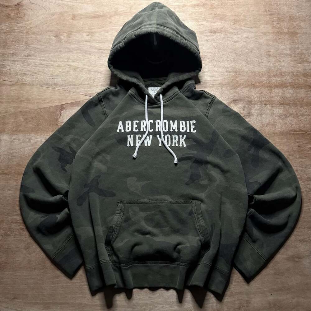 Vintage Y2K Abercrombie & Fitch Camo Hoodie XL New York Spellout